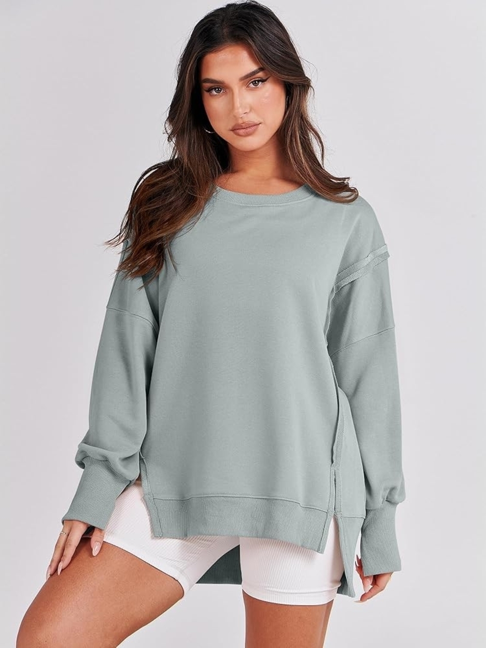 ANRABESS Womens Oversized Sweatshirts Crew Neck Long Sleeve Shirts Casual Loose